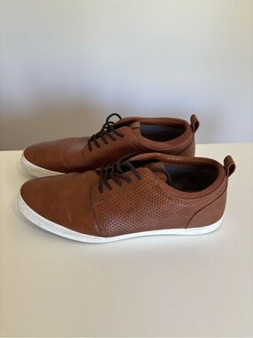 ALDO Men’s Brown Leather Casual Sneakers Shoes Size 10